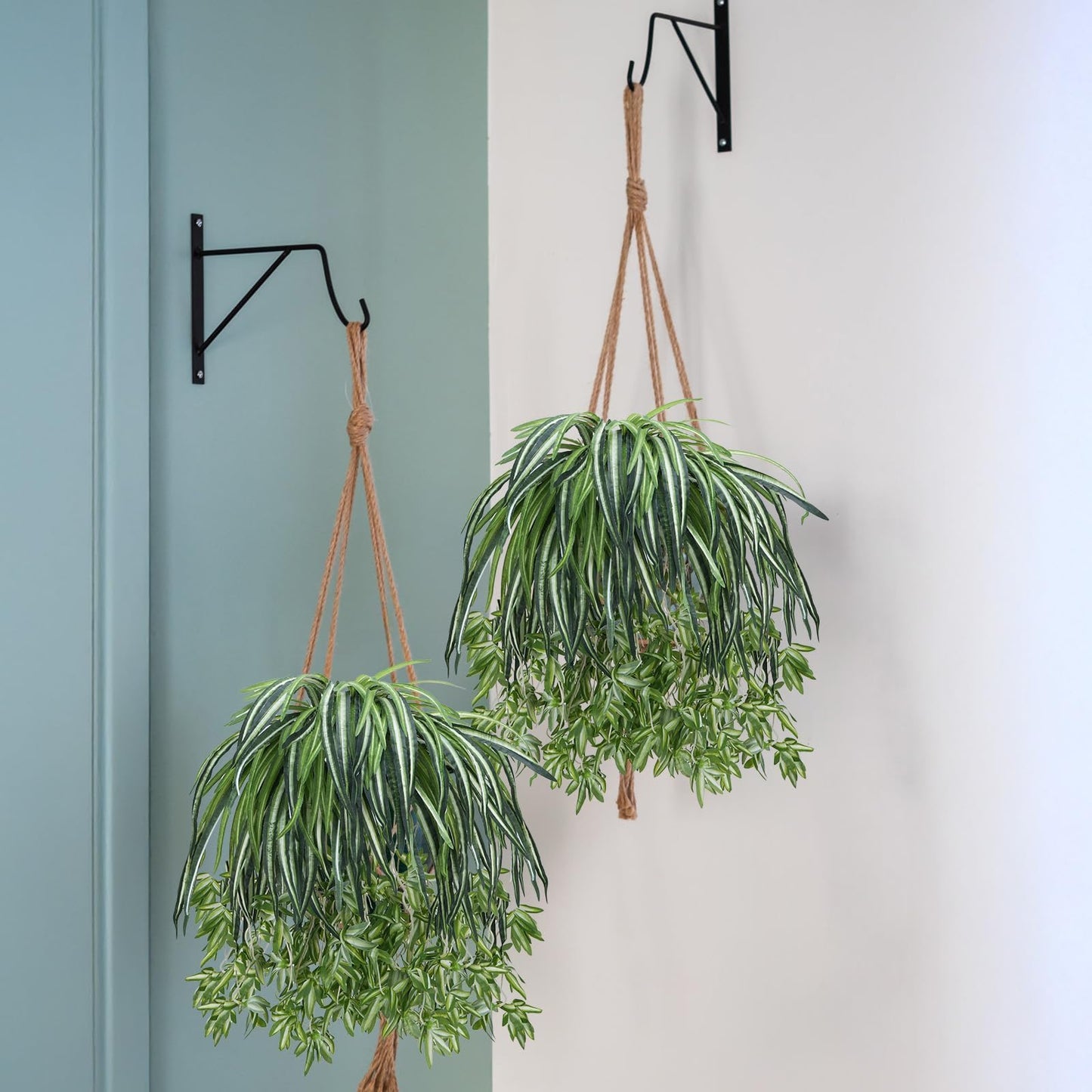 Luabue 4PCS Spider Plant Artificial Hanging Spider Plants 26Inch Chlorophytum Fake Greenery Artificial Plants for Pot Plantes Wall Home Garden Office Verandah Indoor Outdoor