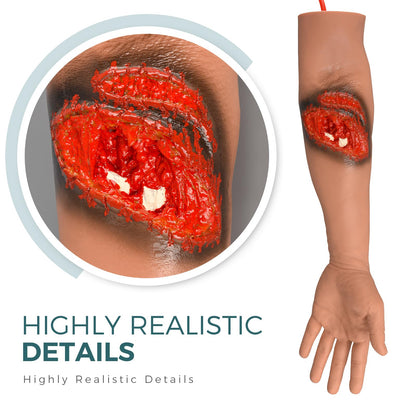 Laceration Wound Simulation Arm Kit - Medical Training Model with Fracture & Wound Packing for Nursing Students - Hemostasis Control & Immobilization Trainer for First Aid, EMT, Surgery Education