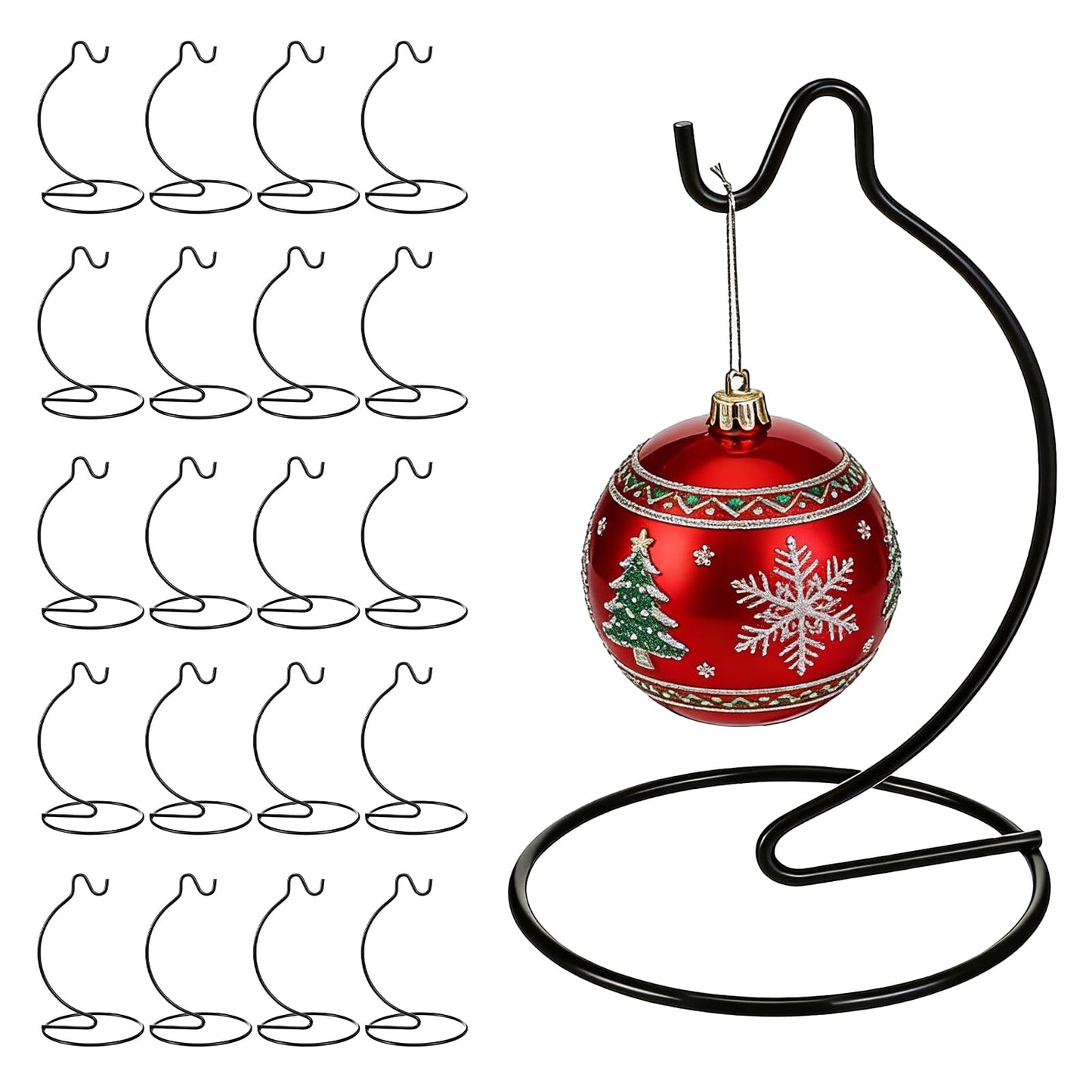 kenaeooe 20 Pcs Iron Ornament Display Stand, Hanging Holder for Glass Globe Terrarium Air Plant Witch Ball and Christmas Ornament Home Wedding Decoration, Black