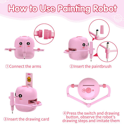 Drawing Robot for Kids, Voice Interactive Educational Drawing Robot, Montessori Painting Learning Toys with 150 Cards, Christmas Birthday Party Gift for 3 4 5 6 7 8 Years Old Girls Boys