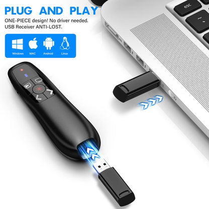 NinjaABXY Presentation Clicker Wireless Presenter Remote Clicker for PowerPoint Presentation, RF 2.4GHz USB PowerPoint Clicker Slide Advancer with Volume Control for Computer/Laptop/Mac