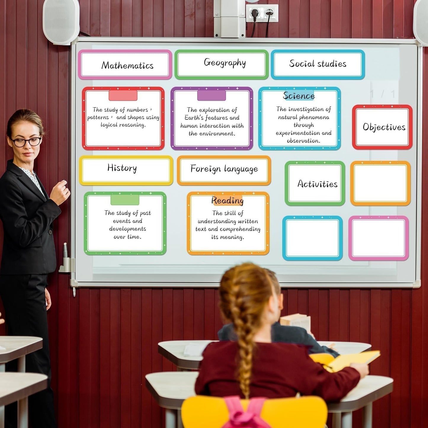 15 Pcs Magnetic Write Wipe Paper Organization Chart Dry Erase Objectives Learning Magnets for Classroom Whiteboard Great for Classroom Goals Targets School Whiteboard Teaching Essential Supplies