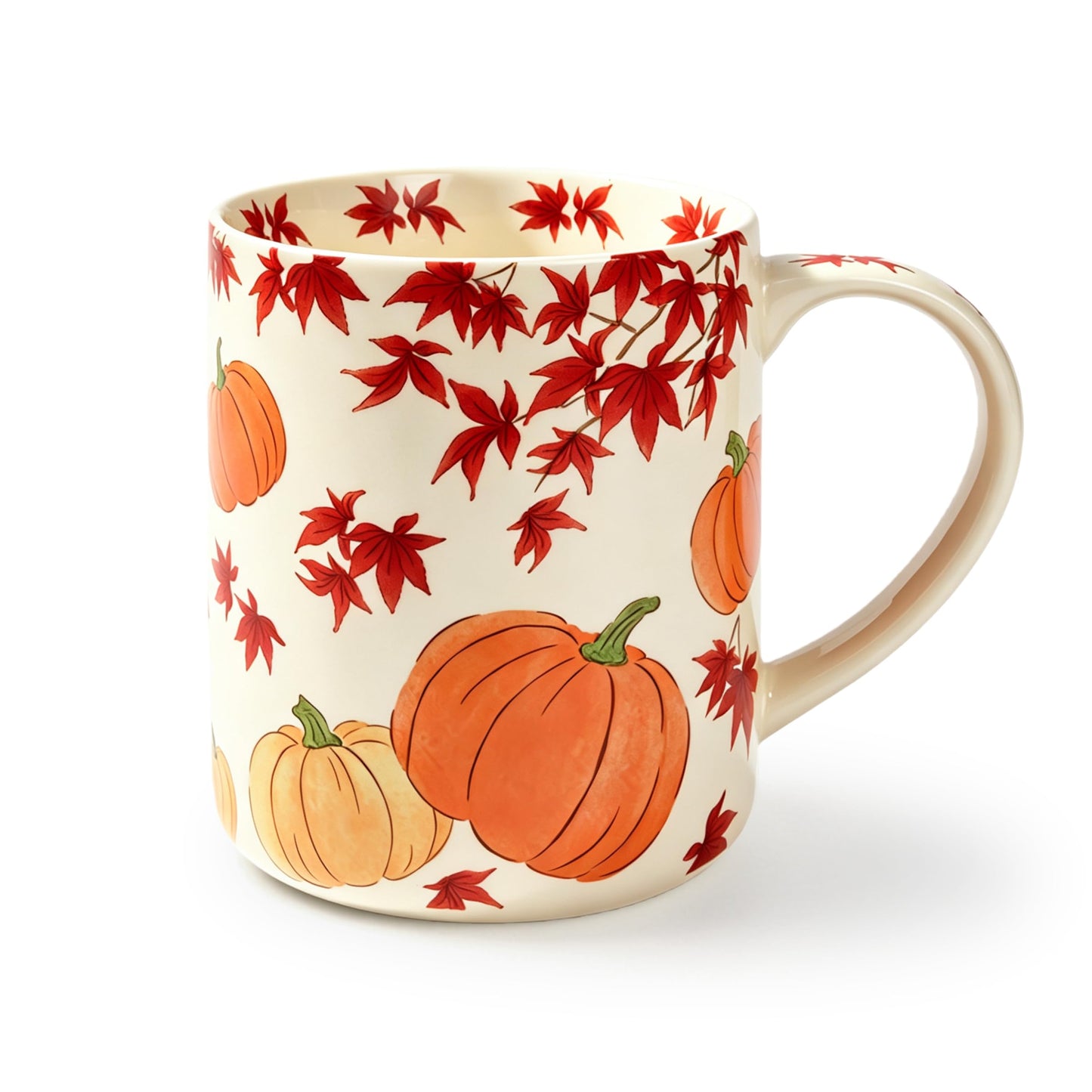 LINVIA Garden Mug, 18 oz Large Floral Coffee Mug with Big Handle, Ceramic Porcelain Tea Cup, Microwave Dishwasher Safe (Fall, Halloween Pumpkin)