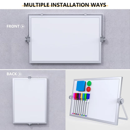 Laokiiy Small Dry Erase White Board, Magnetic Desktop Whiteboard with Stand, Dry Eease Board Mini Easel Double Sided on Table Top with Holder for Kids Drawing, Teacher Instruction
