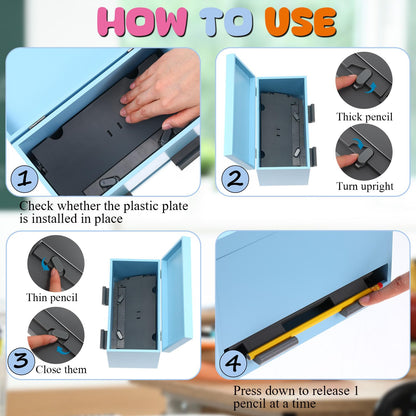 Watersay 108 Pcs Pencil Dispenser Kit for Classroom Wooden Sharp and Dull Pencil Holder 50 Pencils 50 Sharpener 6 Sticker Classroom Teacher Must Have Straw Dispenser for Back to School(Light Blue)