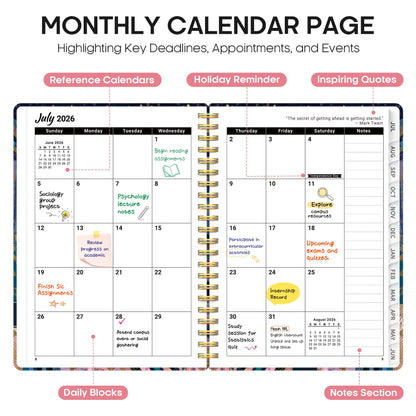 Planner 2026-2027, Academic Year Weekly and Monthly Calender Planner, from Jul 2026 - Jun 2027, Spiral Bound School Planning Book, Perfect for Teacher, Student, Women & Men, A4 (8.5" x 11"), Midnight Jungle