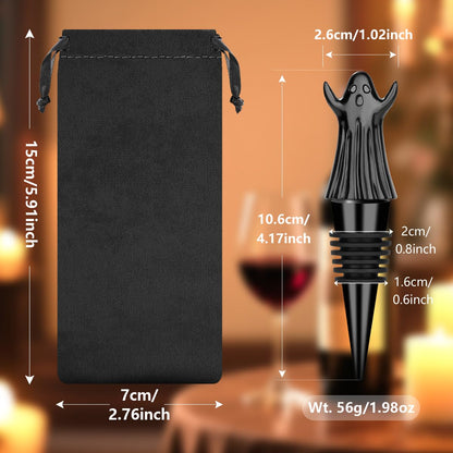 MR.BARWARE Ghost Wine Stopper – Spooky Gift for Men Women, Black Ghost-Shaped Bar Accessory with Gift Bag, Perfect for Halloween Birthday Fathers Day Christmas
