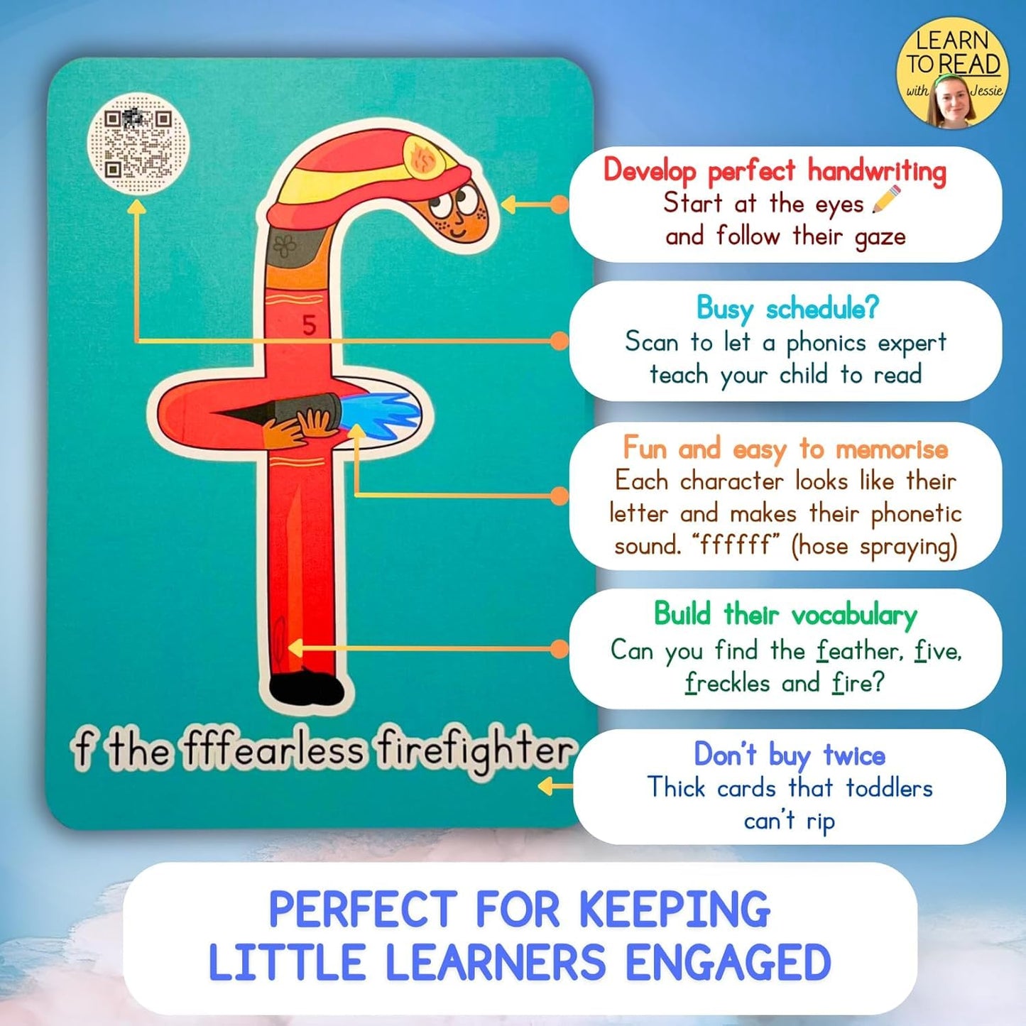 Phonics Flash Cards with Video Lessons for Ages 2-6 Years - Fantastic Alphabet Flash Cards Kindergarten - Engaging ABC Cards for Preschool, Kindergarten and Kids Educational Letter Cards for Toddlers