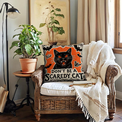 Halloween Decor Throw Pillow Covers 18x18 inch Black Orange Ghost Cat Skeleton Pumpkin Cushion Cases 4 Pack Fall Happy Halloween Seasonal Autumn Home Decor Pillowcases for Sofa Couch Patio(Orange)