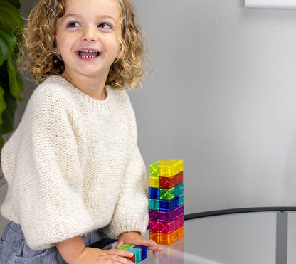 BrainSpark 48PCS Translucent Mulit-Color DigitBlocks Magnetic Building Blocks, Montessori Clear Magnet Cubes for Boys Girls Stacking Block Sets Ages 3-9