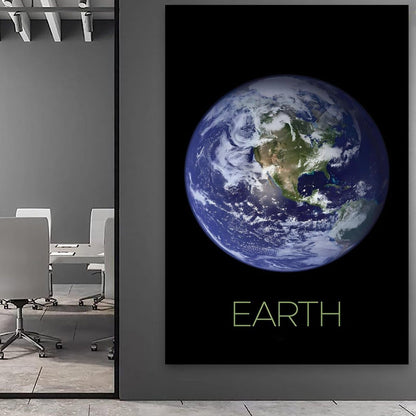 Solar System Canvas Wall Art - Earth Planet Space Poster for Kids Room Bedroom Classroom, STEM Educational Astronomy Decor, Science Gift for Boys Girls Teens, 12x18 Inch Framed