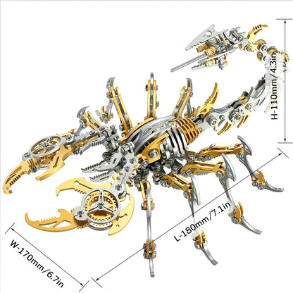 3D Metal Scorpion Puzzles for Adults 3-D Puzzles Model Kits to Build DIY Assembly Mechanical Puzzle Building Block Toys with Tool Craft for Home Decor (Metal Scorpion-Golden)