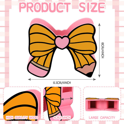 Tenceur Pencil Bow Pen Holder for Desk Large Capacity Bow Pencil Holder Coquette School Supplies Set Desk Organizer Cute Teacher Office Decor Makeup Brush Holders Back to School Gift for Girls Women