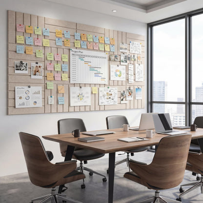 Fuyoooo 18 Pack Large Felt Bulletin Board 71"x36" Cork Board Alternative Jumbo DIY Decorative Pin Wall Panel Self-Adhesive Reusable Bulletin Wall Panels for Home Office Classroom 30x30cm Each (Khaki)