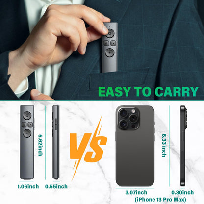 2 in 1 USB Type C Presentation Clicker, Rechargeable Presentation Clicker Wireless Presenter Remote Clicker, 2.4GHz Clicker for Powerpoint Presentations, Google Slide Advancer