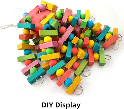 Bird Toys, Wood Wooden Colored 100pcs Parrot Toys, Multicolored Natural Wooden Blocks,African Grey Parrots, Macaws, Cockatoos, Parrot chew Toys