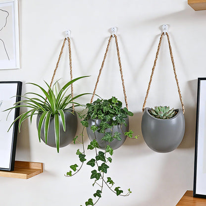 Kvetto Set of 3 Ceramic Wall Vases - Hanging Pocket Planters for Indoor Plants, Wall Decor for Entryway Hallway Bathroom Living Room Dining Room