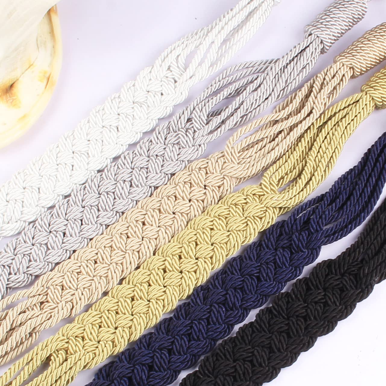 BEL AVENIR Curtain Tiebacks Ropes Hand-Woven Weave Braid Ties Handmade Home Office Decorative Holdbacks with 2 Metal Screw Hooks (Black)