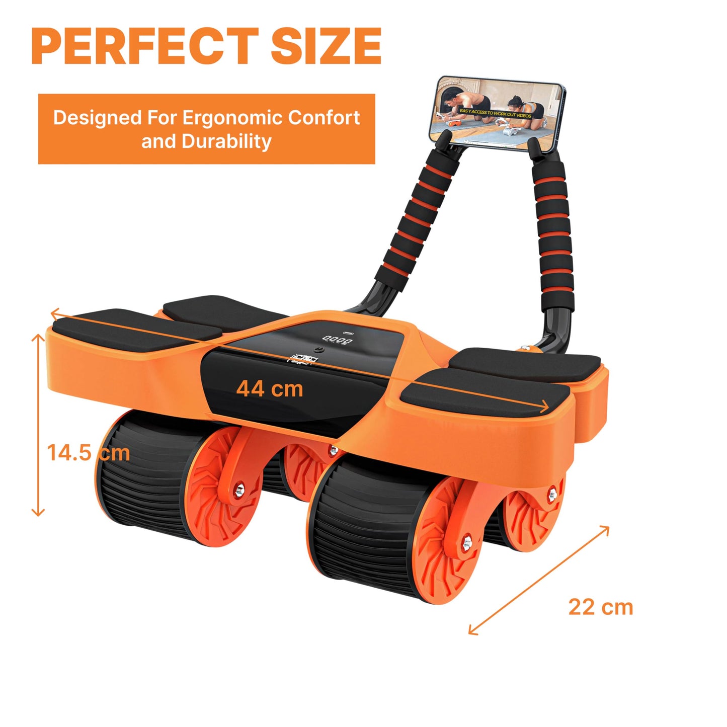 2025 New 4-Wheel Abdominal Roller with Elbow Support : Latest Upgraded High-Performance Exercise Machine With Automatic Rebound, Multi- layered Anti-Slip Design with Calorie Counting LCD Screen