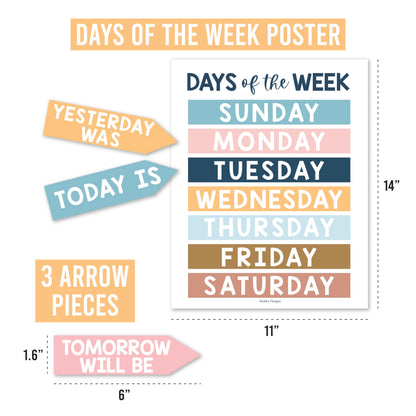 Hadley Designs Classroom Calendar Set Bulletin Board Decorations - Boho School Calendar for Classroom Decor, Kindergarten Preschool Elementary Teacher Must Haves, Homeschool & Daycare Essentials