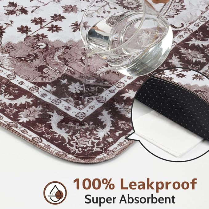 Washable Pee Pads for Dogs, 2 Pack Reusable Puppy Training Pads 72"x72" Super Absorbent Waterproof Dog Training Pads, Non-Slip Potty Pads, Whelping Pads Litter Mat Light Brown Medallion