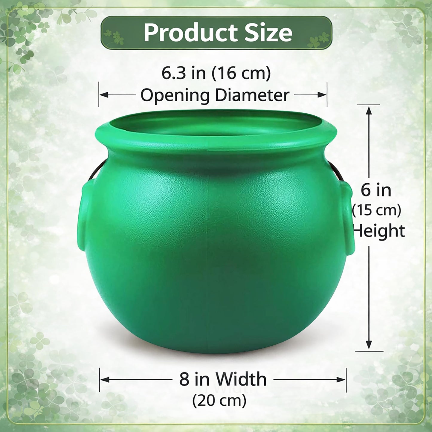 GIFTEXPRESS 8" Green Cauldron Kettle for St Patrick Day, Mardi Gras, Halloween, Pot of Gold Pot, Lucky Leprechaun Kettle, Plastic Cauldron