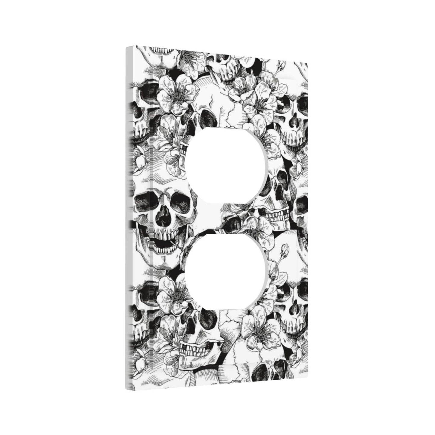 Gothic Skull Floral Skeleton Decorative 1 Gang Receptacle Outlet Cover Electrical Duplex Wall Plate Single Duplex Wall Plate Light Switch Cover