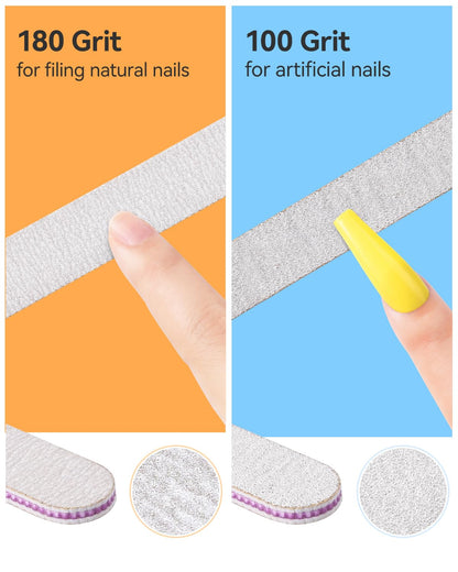 MORGLES Nail File and Buffer Blocks with Nail Care Kit, 13 Pcs Manicure Kit for Women with Milk and Honey Cuticle Oil and Cuticle Trimmer Set