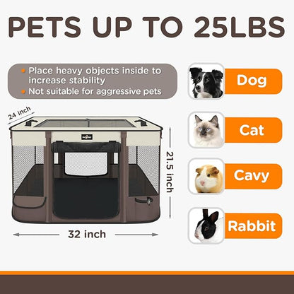 Paw Ballet Foldable Pet Kitten Playpen, Upgrade Waterproof Portable Cat Dog Playpen Kennel Tent for Small Dog Cat, Retractable Shade Cover, Indoor Outdoor Use for Small Pet.