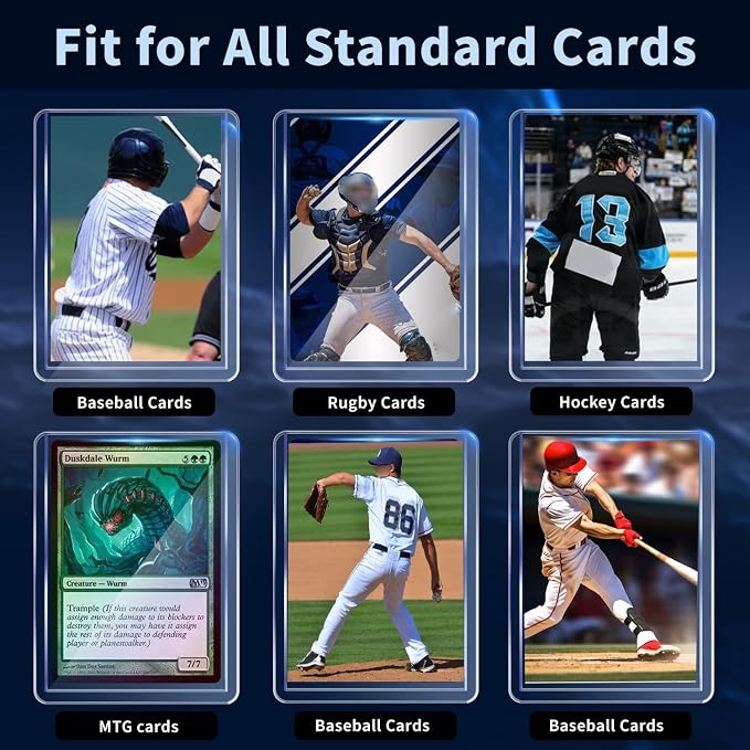 2000 Card Sleeves Hard Plastic, Premium Baseball Card Sleeves, 3" x 4" Trading Cards Holder, Sports Football Game Cards Protectors Top Cases (1000 Hard Sleeve + 1000 Soft Sleeve)