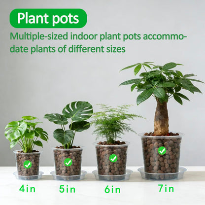 Frukwoc 4/5/6/7 Inch Clear Nursery Pots 20 Pack, Assorted Size Plastic Plant Pots with Drainage Holes, Transparent Flower Pots for Indoor Outdoor Seedlings Gardening (4+5+6+7 Inch)