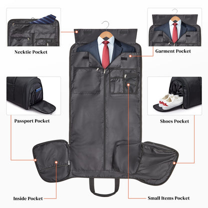 S-ZONE 50L Convertible Travel Garment Bag Carry on Garment Duffel Bag for Men Women 2 in 1 Hanging Suitcase Suit Business Travel Bag, Black