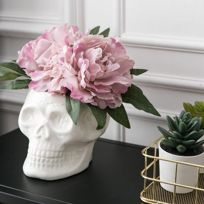 Tanvecle Skull Planter Pots, Skeleton Vase for Succulent, Flowers, Gothic Centerpiece for Table, Punk Home Decor and Accessories, Halloween and Day of The Dead Decorations - White