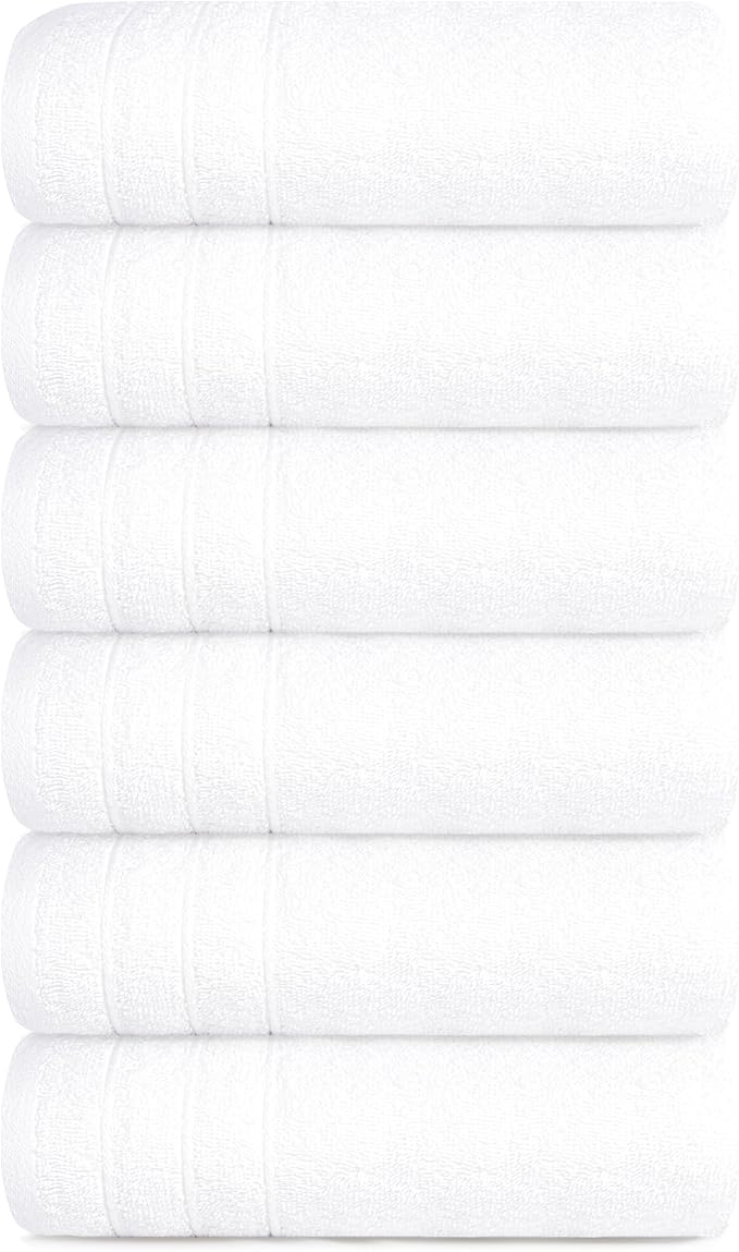 Tens Towels Pack of 6 Hand Towels, 100% Cotton, Lighter Weight, Quick to Dry