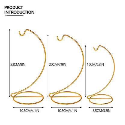 ZEERSHEE 3 Pack Gold Ornament Display Stands Hanging Hook for Air Plants, Terrariums Hanger, Glass Witch Balls, Home Wedding Christmas Decoration (9/7.9/6.3 Inch)
