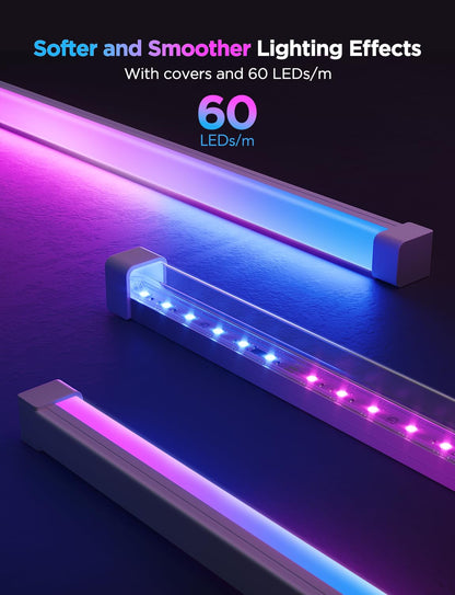 Govee RGBIC LED Strip Lights 9.8ft with Covers, Smart LED Lights Work with Alexa and Google Assistant, Diffuser Channel with LED Lights for Bedroom, Skirting Lines, Studio, Cabinet
