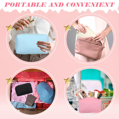 Chunful 24 Pcs Preppy Makeup Bag PU Leather Cosmetic Bag Bulk Makeup Plain Pouch Waterproof Toiletry Purse for Women Traveling Preppy Pencil Case Valentine's Day Gifts(Mixed Colors)