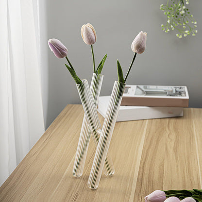 Glass Flower Vases 3/4 Tube Plant Terrariums for Hydroponic Plant Container Home Wedding Decorations Striped Glass Vases