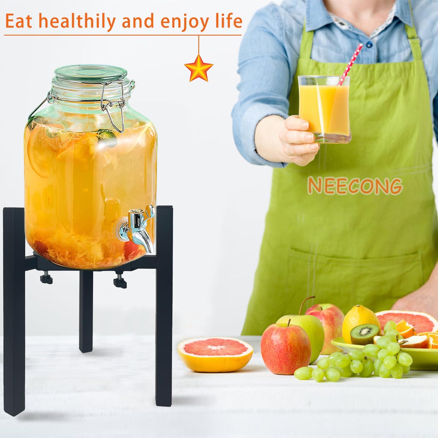 NEECONG Drink Dispensers Stand For Party. Universal Beverage Dispensers Stand Adjustment Range 7.1 to 11.5 inches Wide, Holder For Most 1 to 3.5 Gallon Beverage Dispensers (stand only)