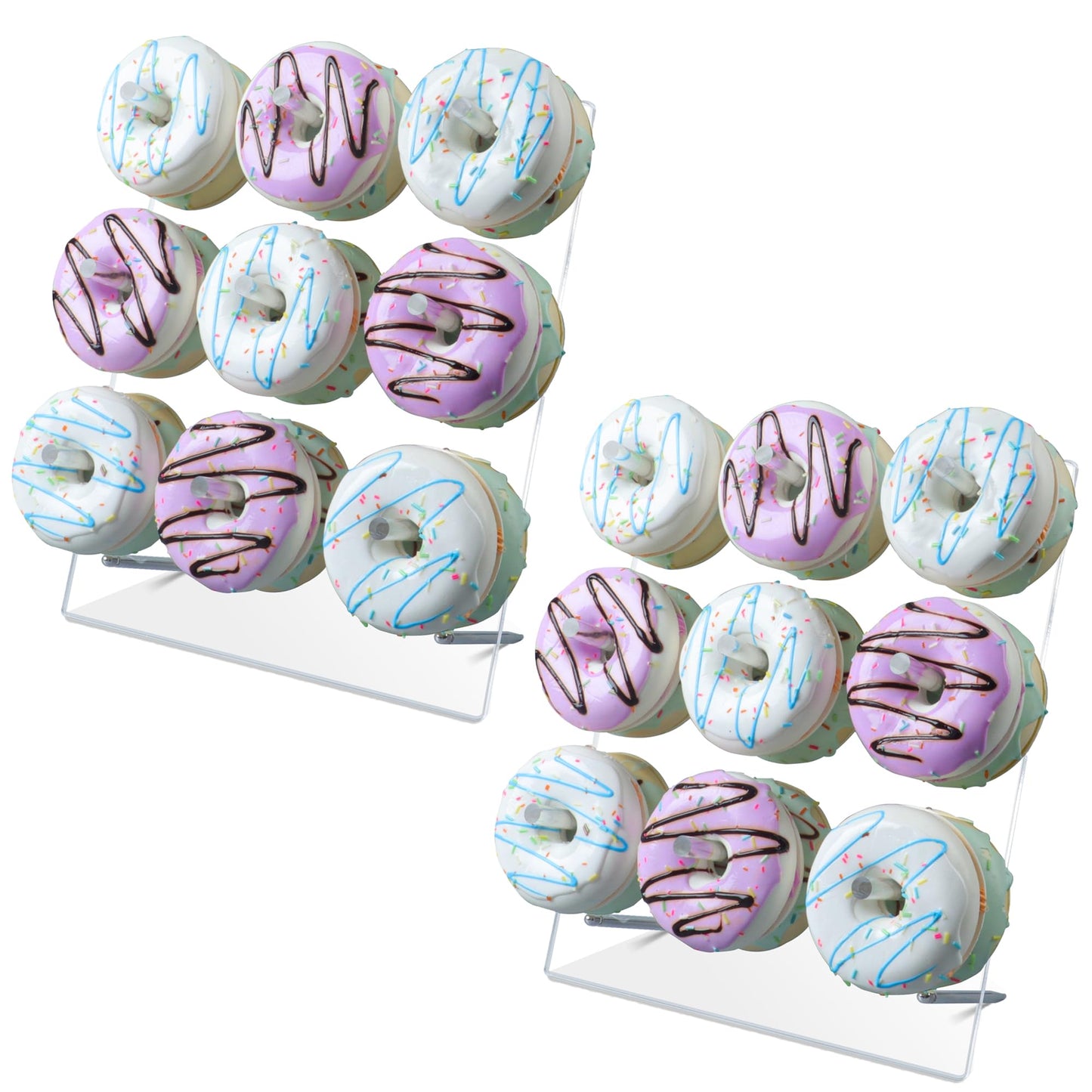 LoveDisplay Donut Wall, 2 Pack Acrylic Donut Stands for Dessert Table, 12 x 10 Inches, Perfect for Birthday, Wedding, Baby Shower, Christmas
