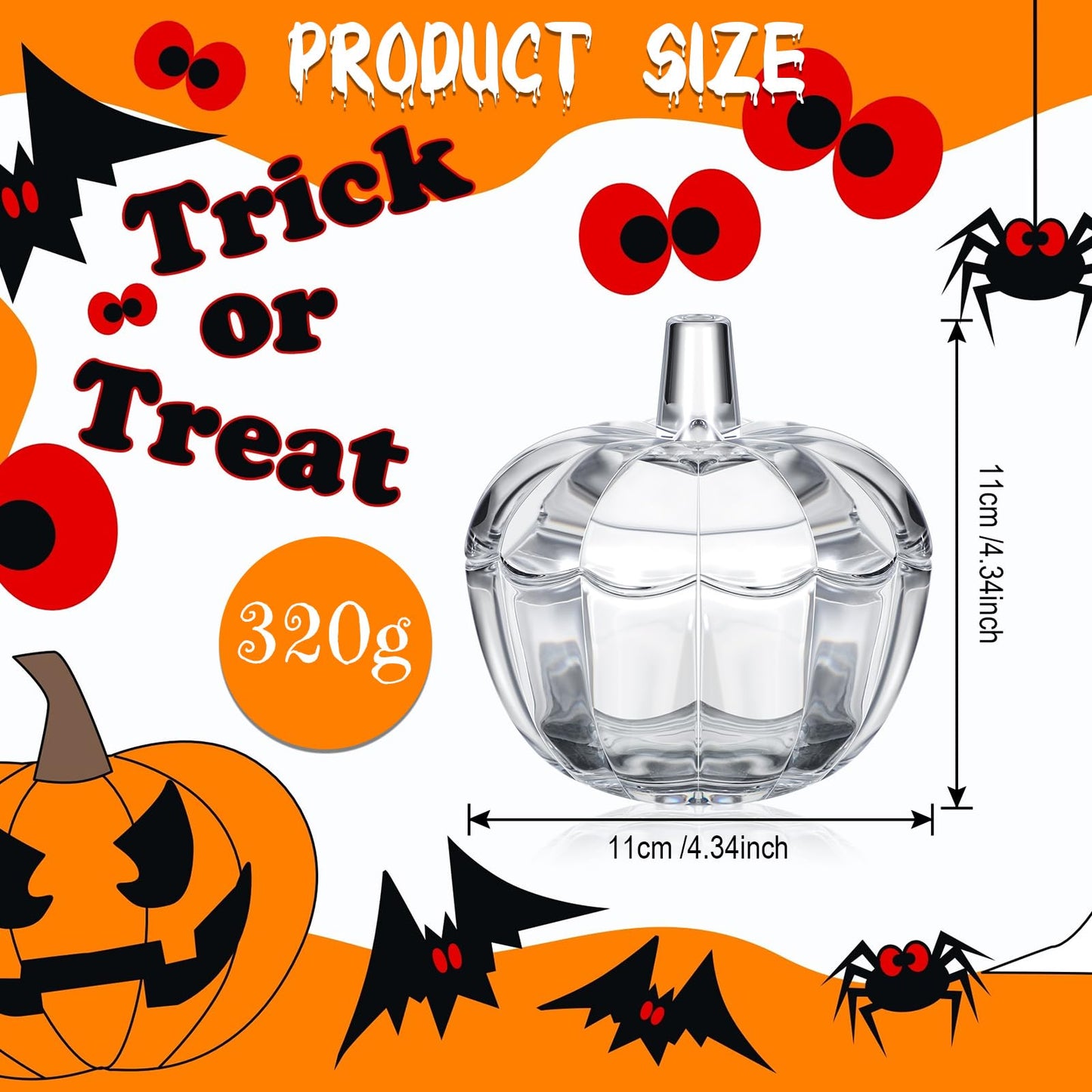 Tanlade 8 Pcs Glass Pumpkin Candy Jar Thanksgiving Candy Bowl Jars with Lids Pumpkin Container with Cover Transparent Target Glass Dish for Thanksgiving Home Party Wedding Decoration