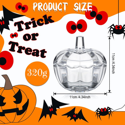 Tanlade 8 Pcs Glass Pumpkin Candy Jar Thanksgiving Candy Bowl Jars with Lids Pumpkin Container with Cover Transparent Target Glass Dish for Thanksgiving Home Party Wedding Decoration
