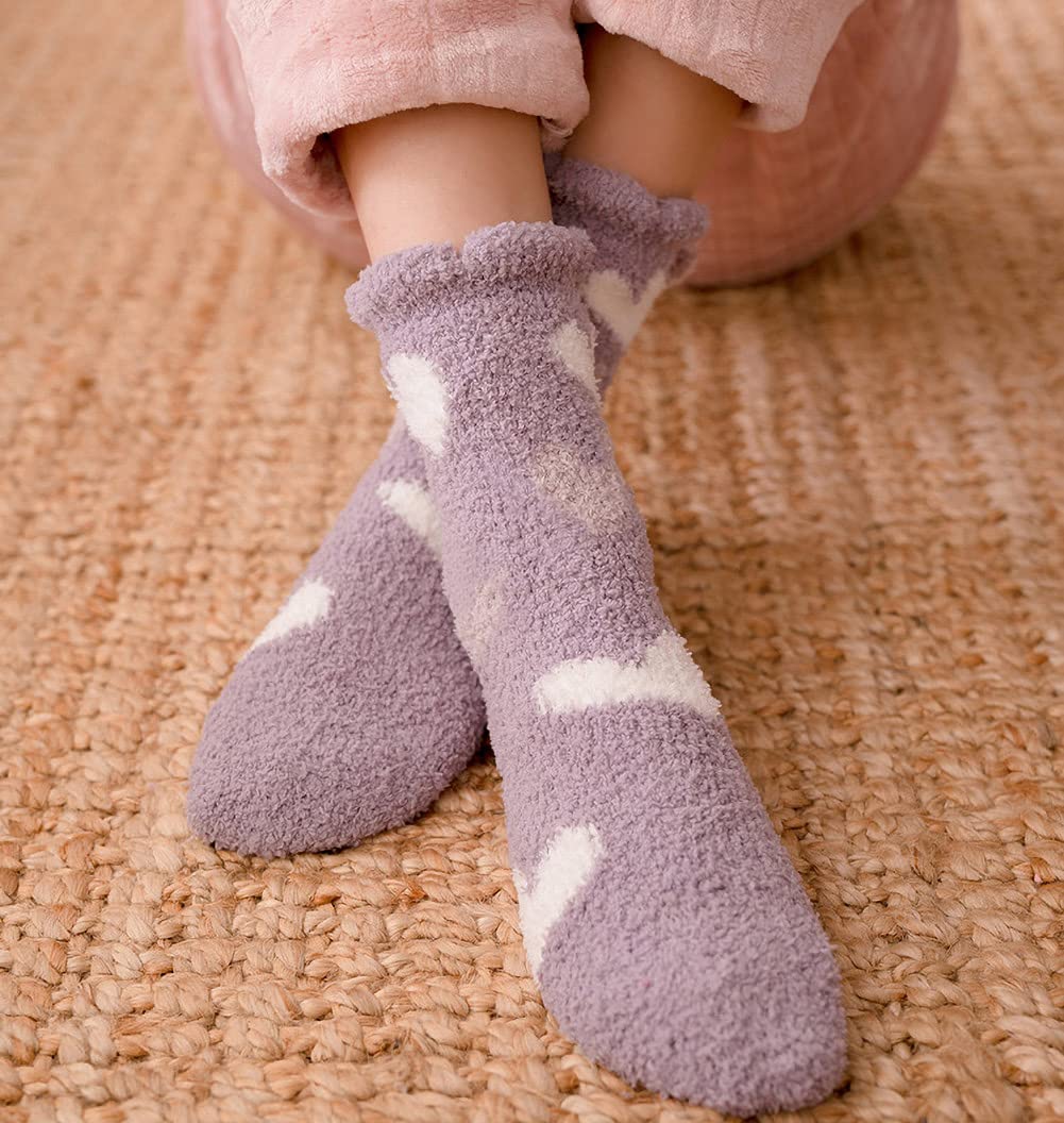 Horuru Fuzzy Socks for Women Fluffy Cozy Slipper Socks Fall Halloween Christmas Gifts Pumpkin Slippers
