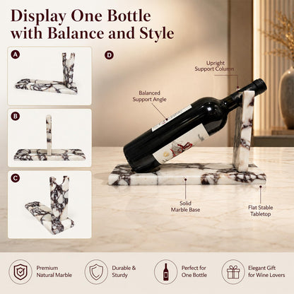 Artisanal Abode Marble Wine Holder, Single Bottle Tabletop Rack