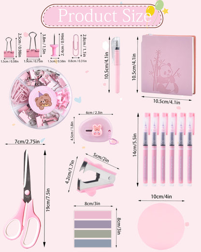 23pc Pink Desk Accessories and Organizers with Mesh Organizer Stapler Tape Dispenser Calculator and a Lot of Office Pink Office Supplies Beautifully Presented in a Gift Box
