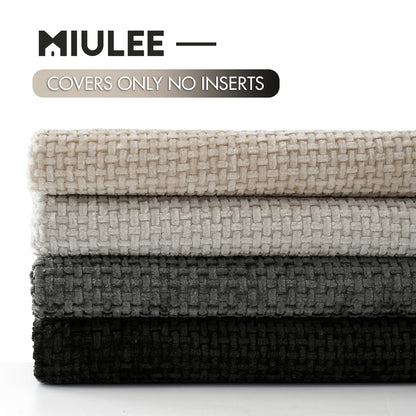MIULEE Pack of 4 Couch Halloween Throw Pillow Covers 18x18 Inch Neutral Cream/Grey Soft Decorative Chenille Pillow Covers Farmhouse Accent Cushion Covers for Boho Home Decor Sofa Bedroom Living Room