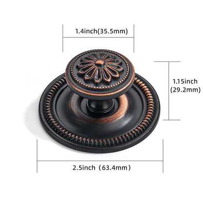 khtumeware 2 Pack 2.5 Inch Oil Rubbed Bronze Cabinet knobs with Backplate,Vintage Backplate for Cabinet knobs and Drawer knobs, Bi-Fold Door Knobs