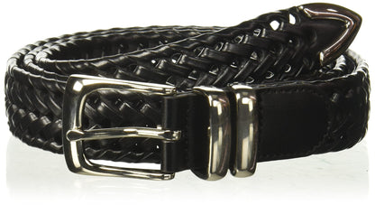 Perry Ellis Men's Portfolio Braided Leather Belt, Black, 30