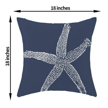 Blue Starfish Pillow Covers 18x18 Inch Set of 2, Nautical Ocean Coastal Blue Coral Throw Pillows Spring Summer Decorations Linen Pillowcase Outdoor Decor Farmhouse Cushion Case for Home Holiday