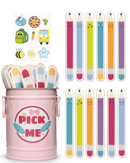 Flip Name Sticks with Metal Box and Sticker, 36Pcs Talking Flip Name Sticks for Classroom Management, Teacher Essentials Student Educational and Learning Activities (Pencil)